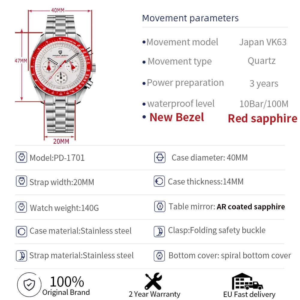 DM Sport-Chronograph – Saphirglas, Automatikdatum