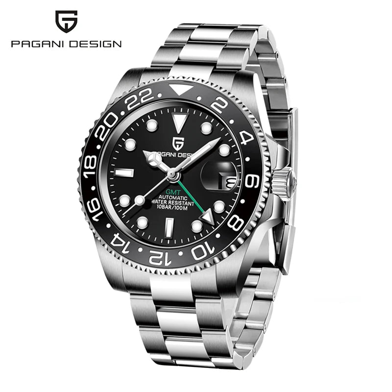 DM GMT-Uhr Luxus – Keramiklünette, Saphirglas, 100m Wasserdicht