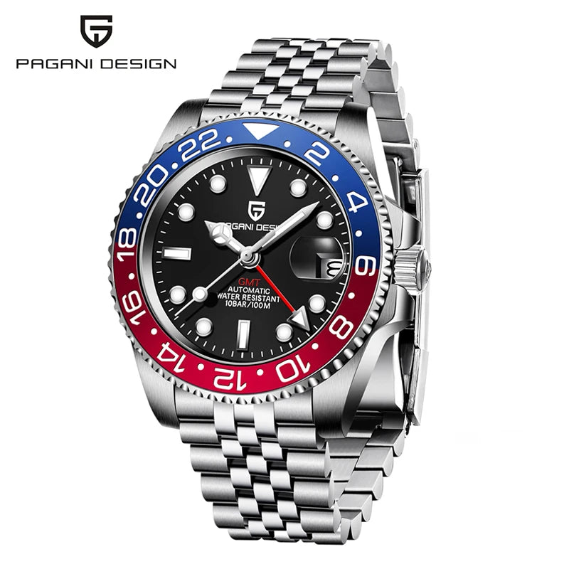 DM GMT-Uhr Luxus – Keramiklünette, Saphirglas, 100m Wasserdicht