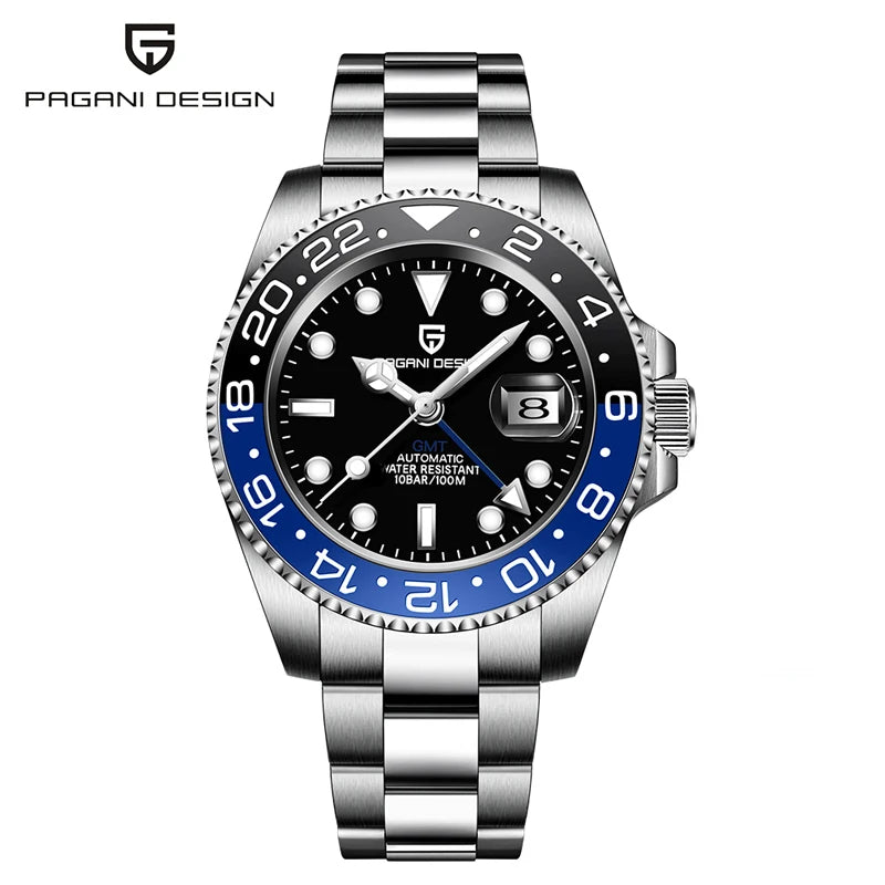 DM GMT-Uhr Luxus – Keramiklünette, Saphirglas, 100m Wasserdicht