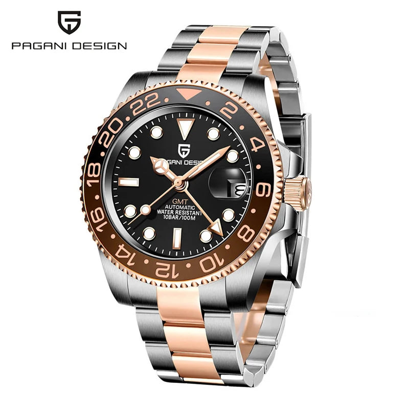DM GMT-Uhr Luxus – Keramiklünette, Saphirglas, 100m Wasserdicht