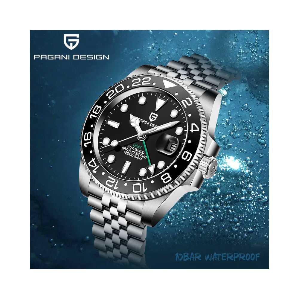 Royal Zeit GMT Automatic Watch – Ceramic Bezel, 10 Bar Water Resistant