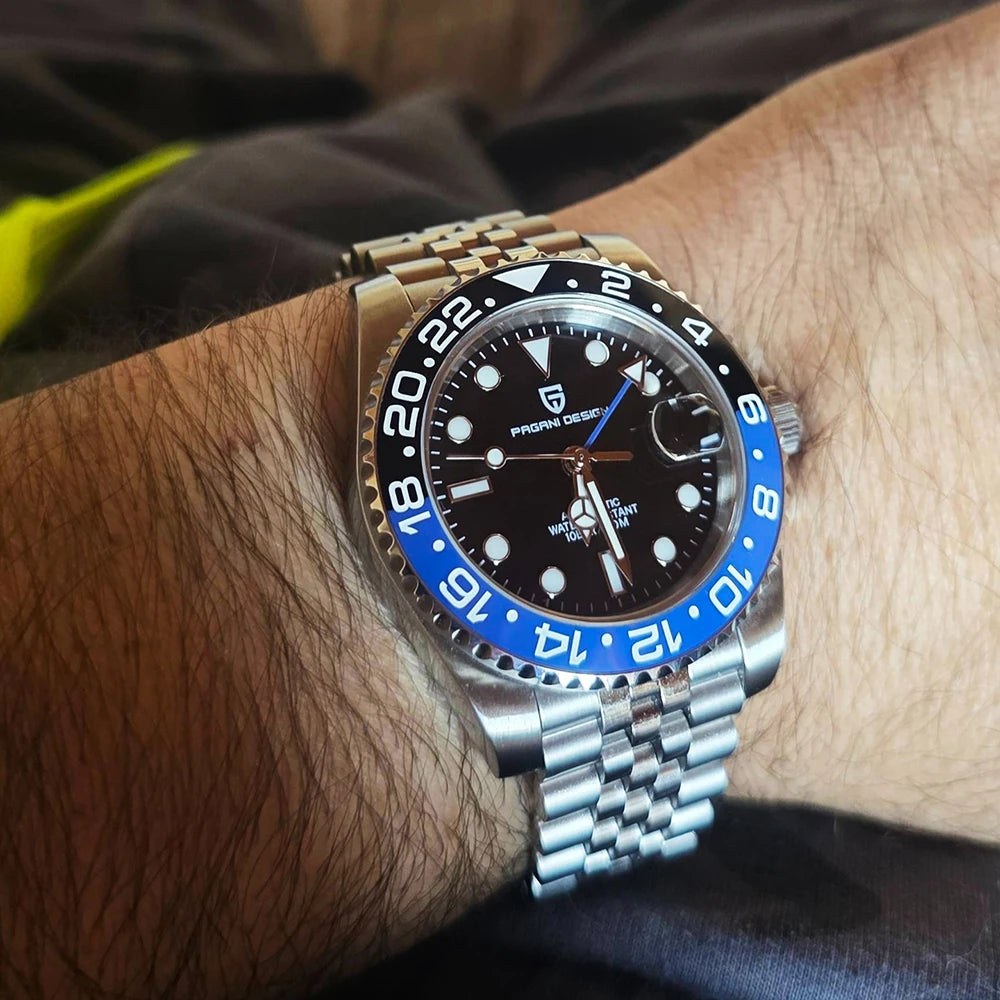 DM GMT-Uhr Luxus – Keramiklünette, Saphirglas, 100m Wasserdicht