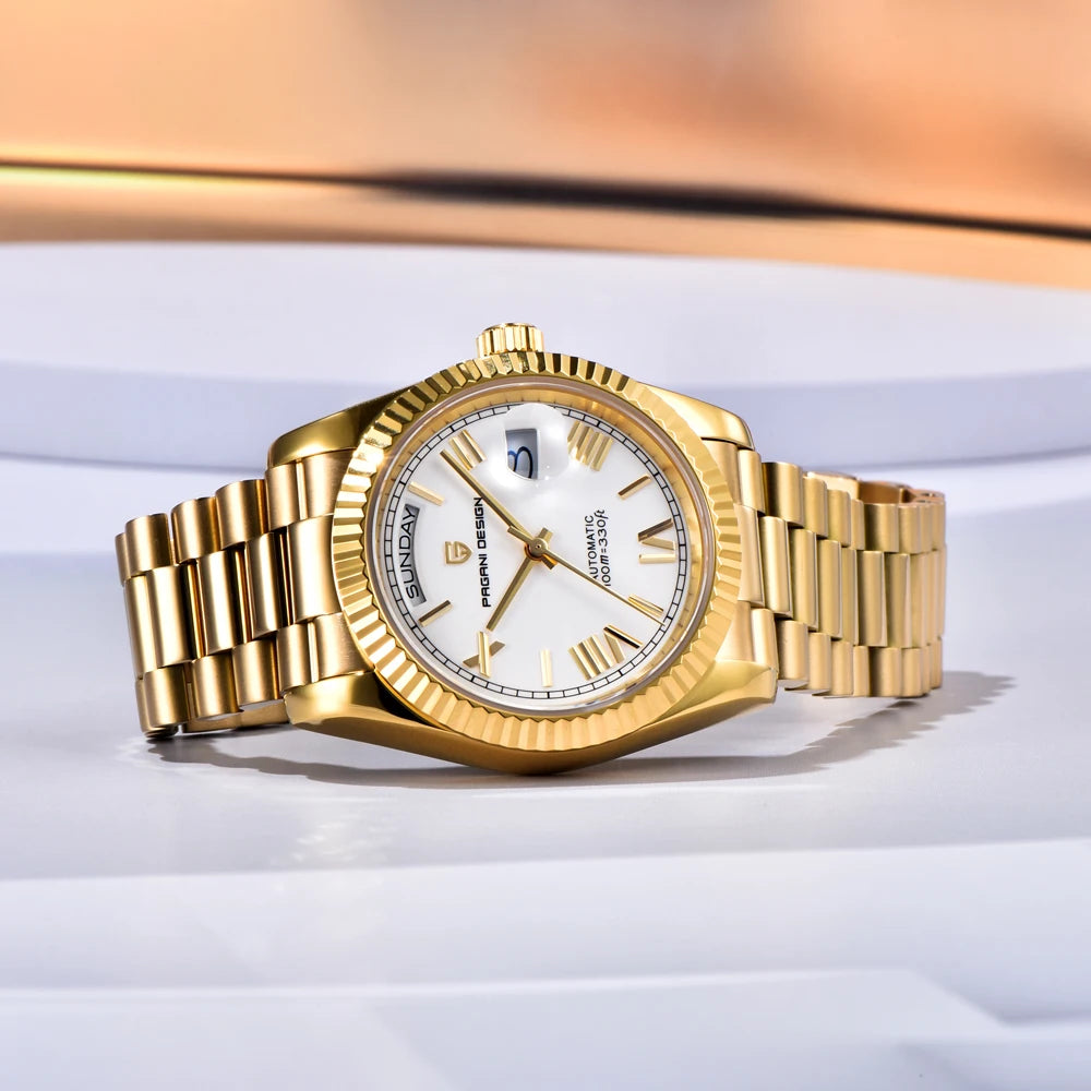 DM Automatikuhr Gold – Mechanisch, Saphirglas, Wasserdicht