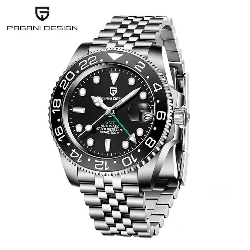DM GMT-Uhr Luxus – Keramiklünette, Saphirglas, 100m Wasserdicht