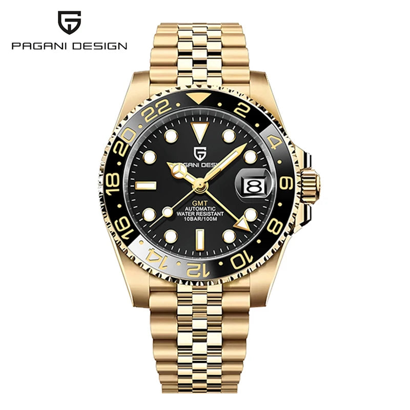 DM GMT-Uhr Luxus – Keramiklünette, Saphirglas, 100m Wasserdicht