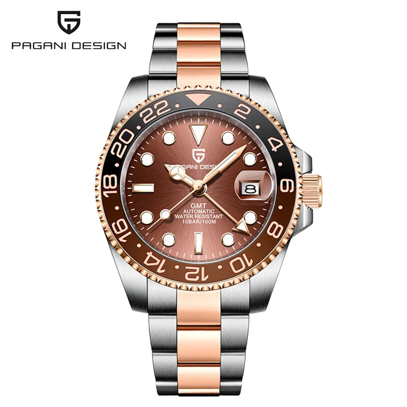 DM GMT-Uhr Luxus – Keramiklünette, Saphirglas, 100m Wasserdicht