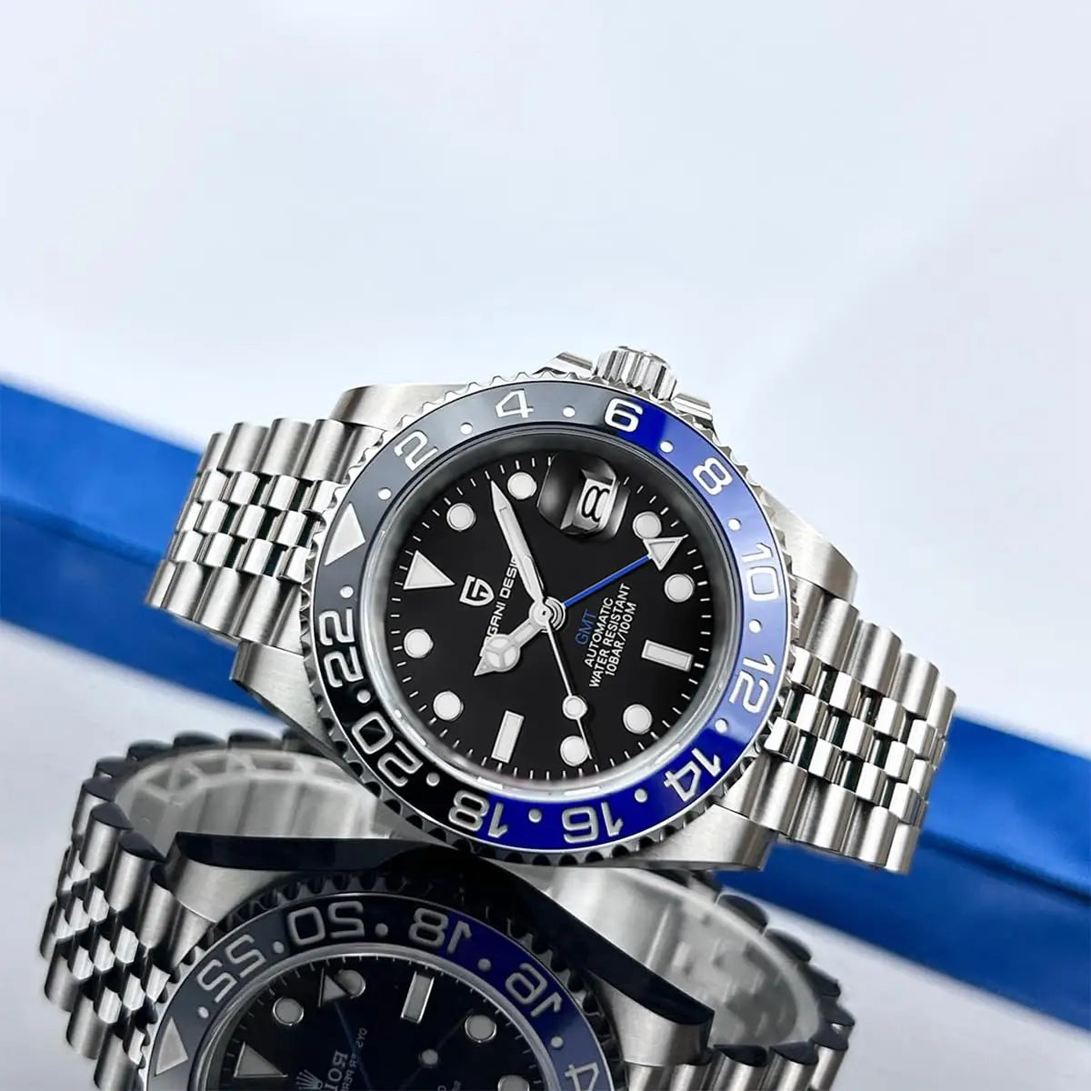 DM GMT-Uhr Luxus – Keramiklünette, Saphirglas, 100m Wasserdicht