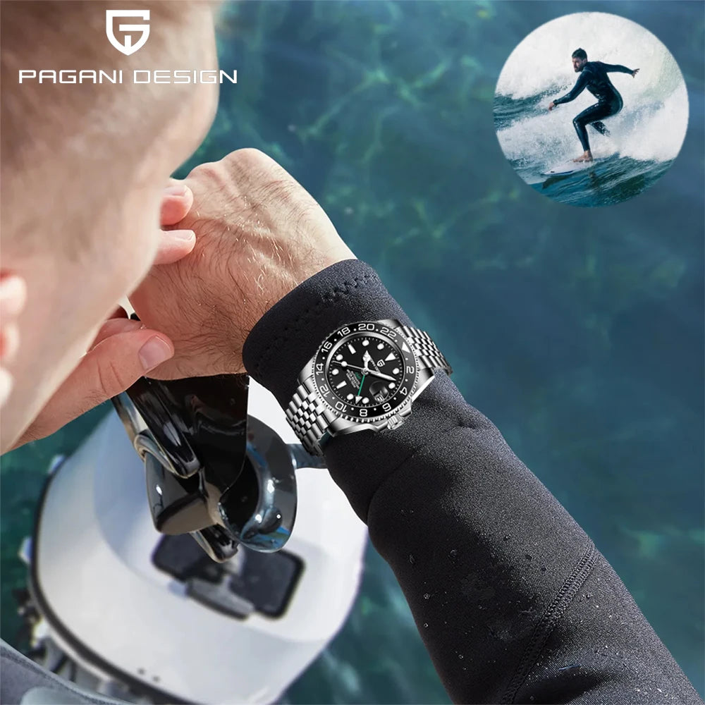 Royal Zeit GMT Automatic Watch – Ceramic Bezel, 10 Bar Water Resistant