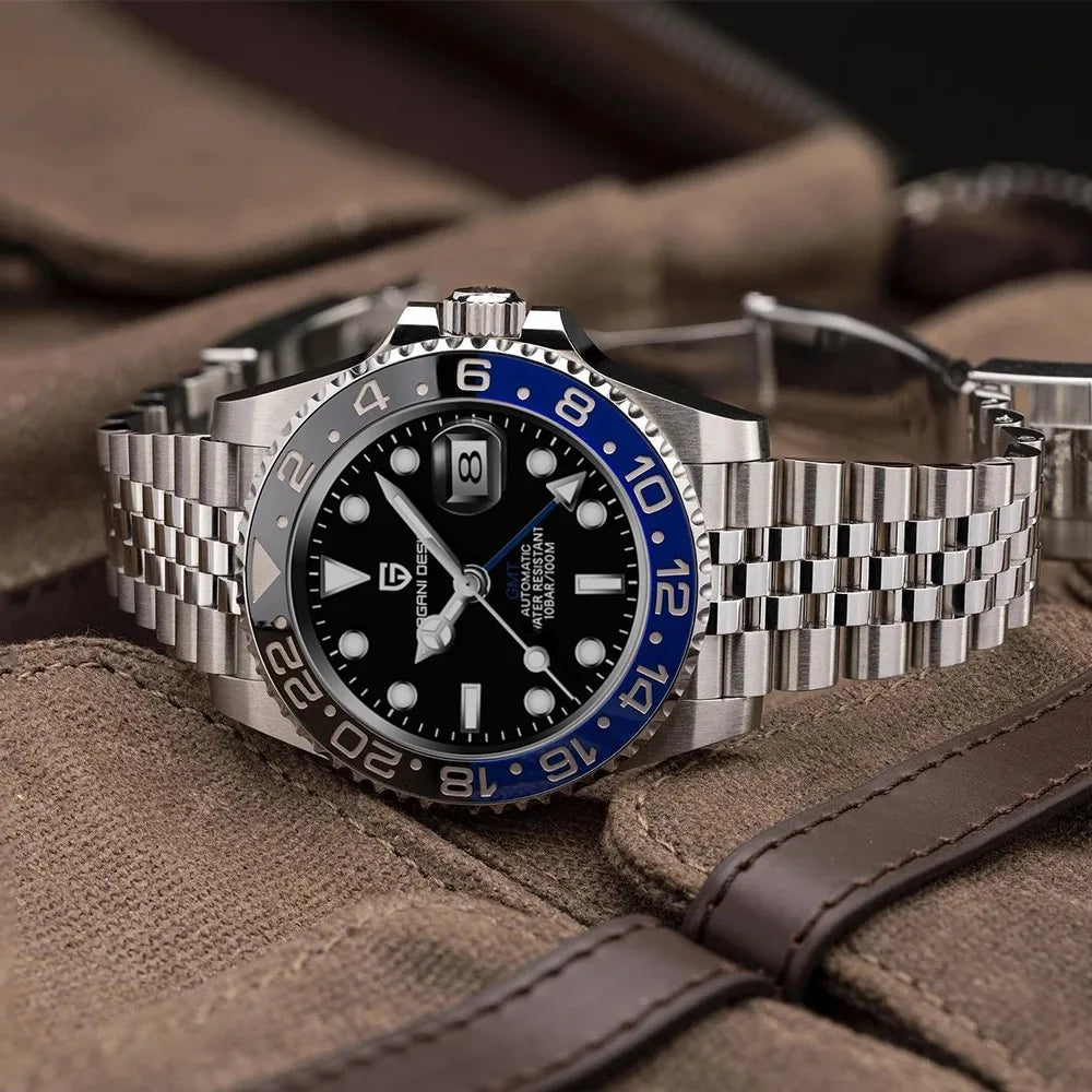 DM GMT-Uhr Luxus – Keramiklünette, Saphirglas, 100m Wasserdicht