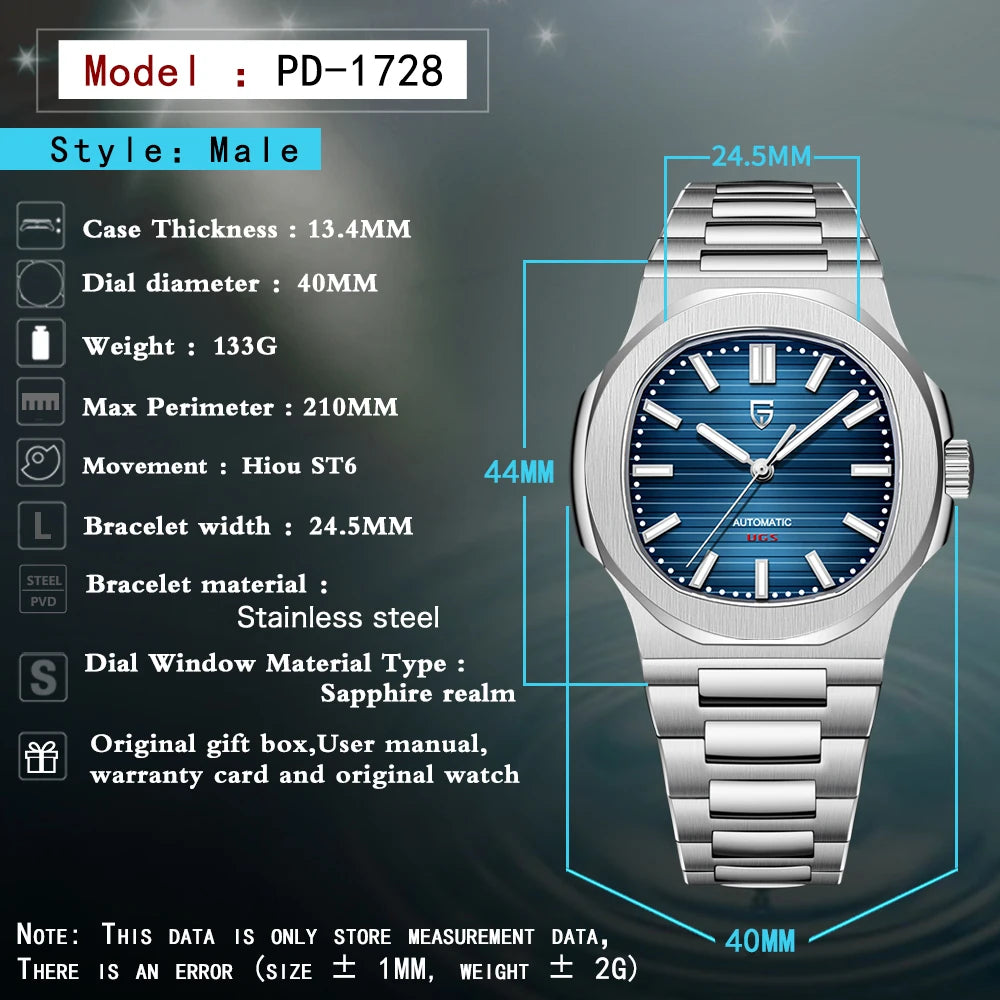 Reloj automático DM – Cristal de zafiro, diseño elegante, resistente al agua